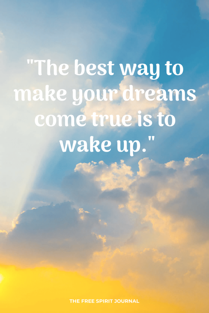 "The best way to make your dreams come true is to wake up."