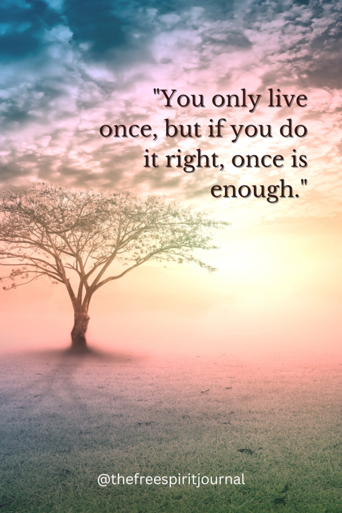 "You only live once, but if you do it right, once is enough."