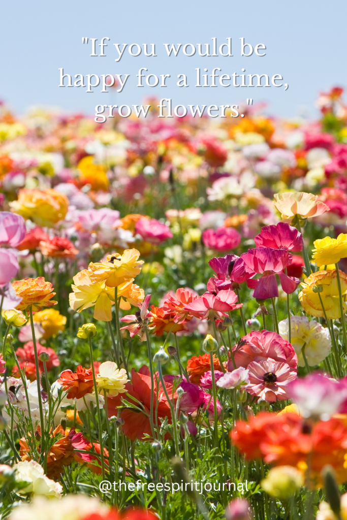 "If you would be happy for a lifetime, grow flowers."